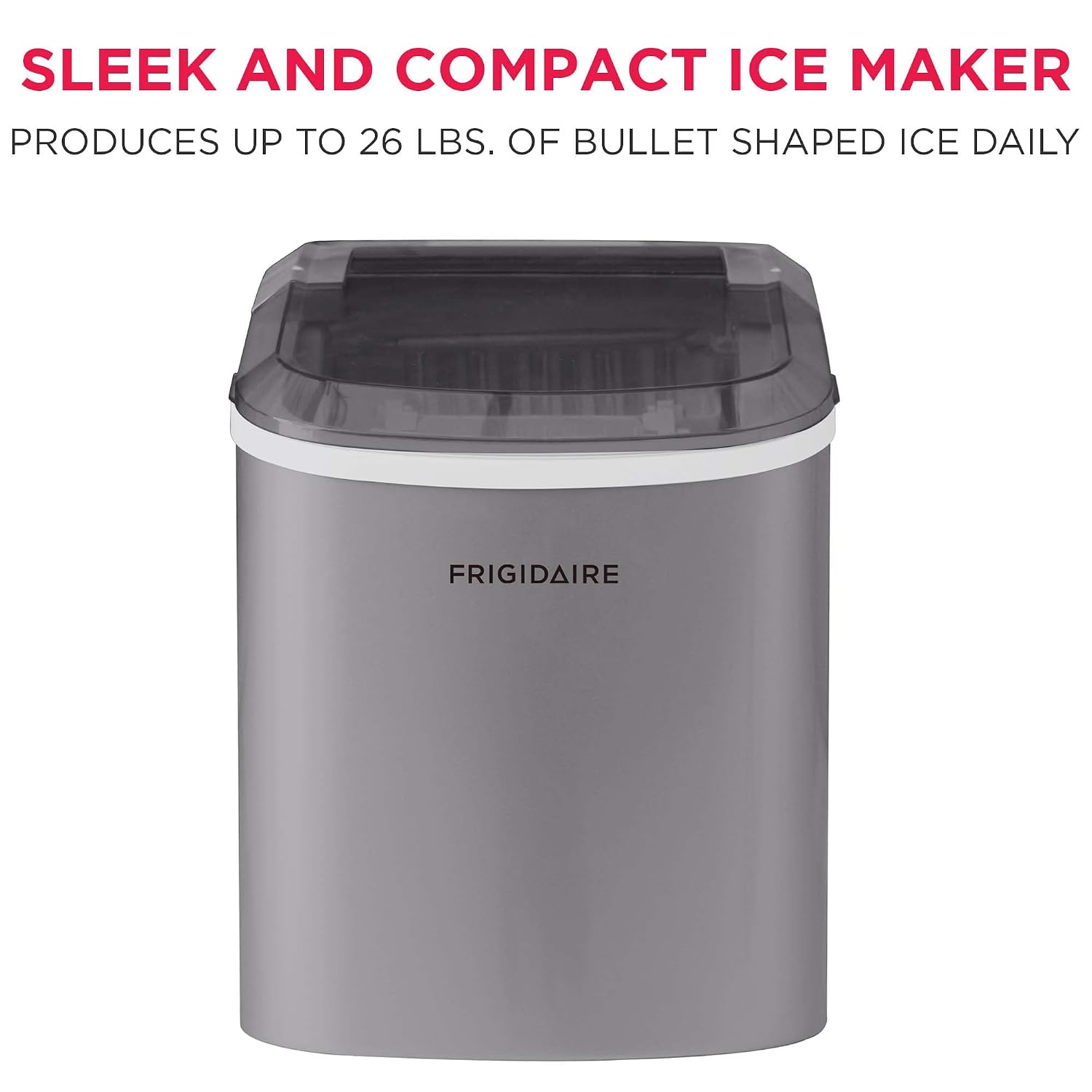 FRIGIDAIRE EFIC189-Silver Compact Ice Maker, 26 lb per Day, Silver
