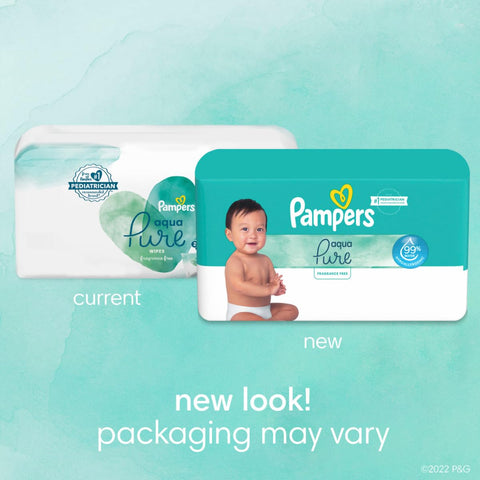 Pampers Aqua Pure Sensitive Baby Wipes, 99% Water, Hypoallergenic, Unscented Baby Wipes, 448 Baby Wipes Total (8 Flip-Top Packs)