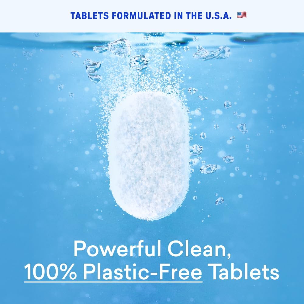 BLUELAND 100% Plastic-Free Dishwasher Detergent Tablets, 60ct, Free & Clear