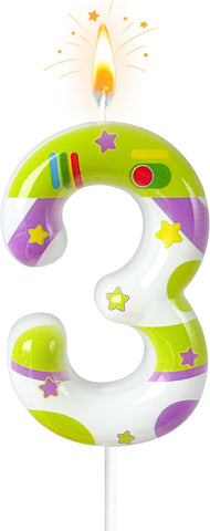 Cartoon Story Birthday Number Candles, Number 3 Candle,Cartoon Cake Decorations, Birthday Decoration Supplies, Suitable for Boys and Girls Party Celebrations (3)