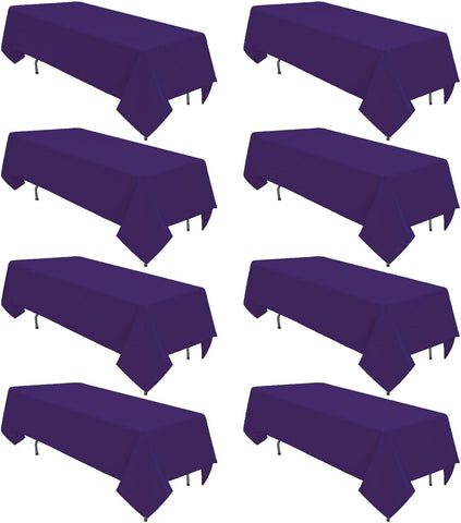 8 Pack Purple Tablecloth 60 x 126 Inch Rectangle For 8 Foot Tables