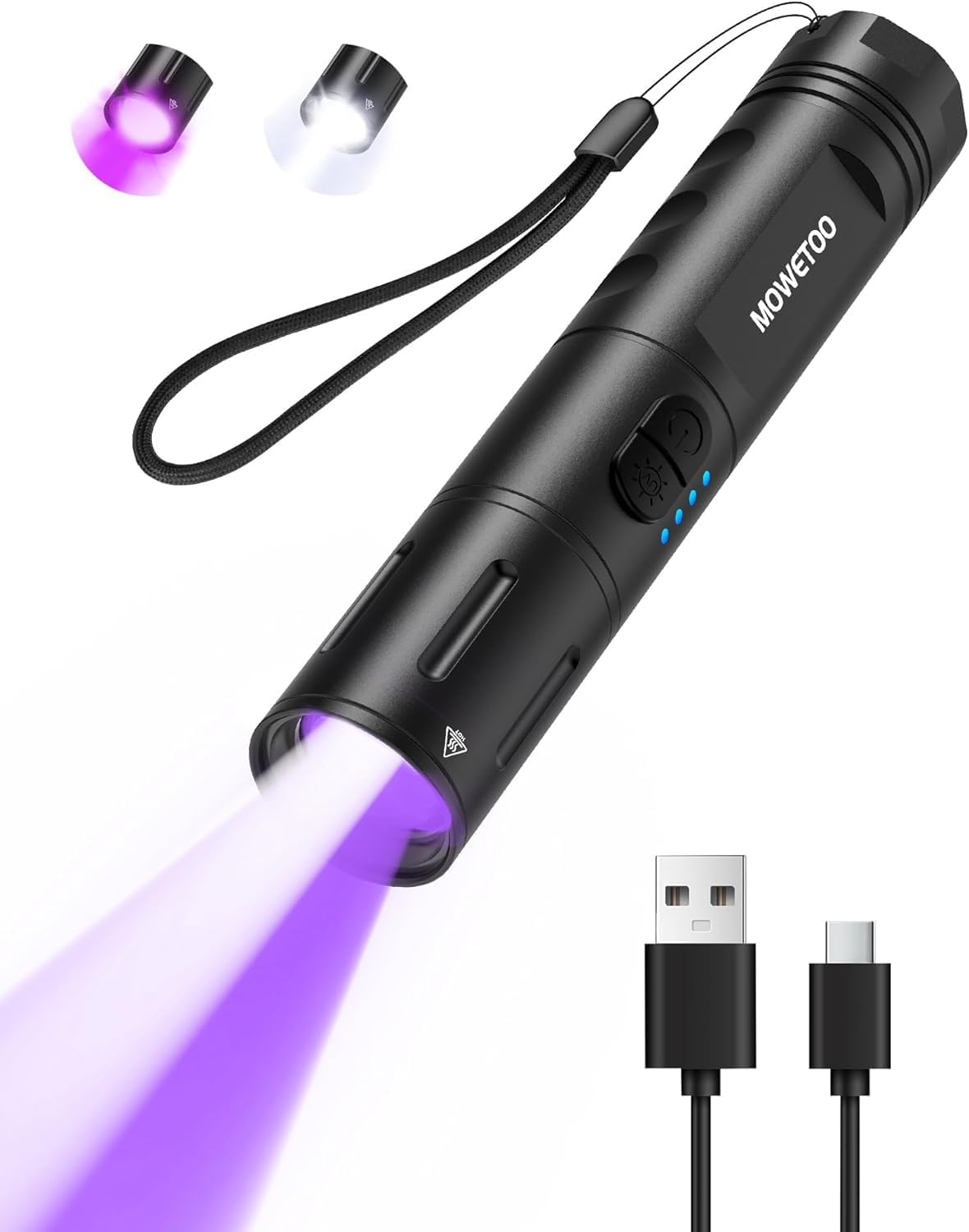 MOWETOO UV Flashlight 395nm Rechargeable Black Light Flashlight Mini