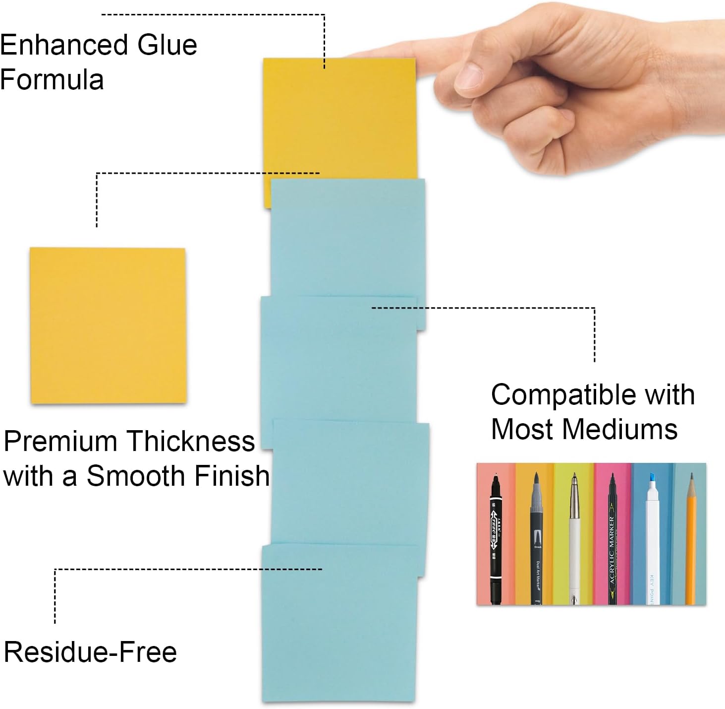 Sticky Notes 3x3, 8 Pack Sticky Pads 100 Sheet/Pad, Bulk Sticky Note Pads, Multicolor Self-Sticky Notes Pad - Teacher Classroom Must Haves, Back to School and Office Supplies Blank Desk Note Pads.