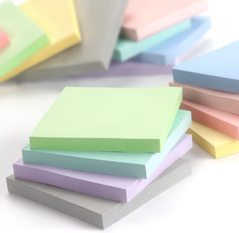 Sticky Notes 3x3 Inch, 8 Pads, Light Colors Self-Adhesive, 80 Sheets/Pad