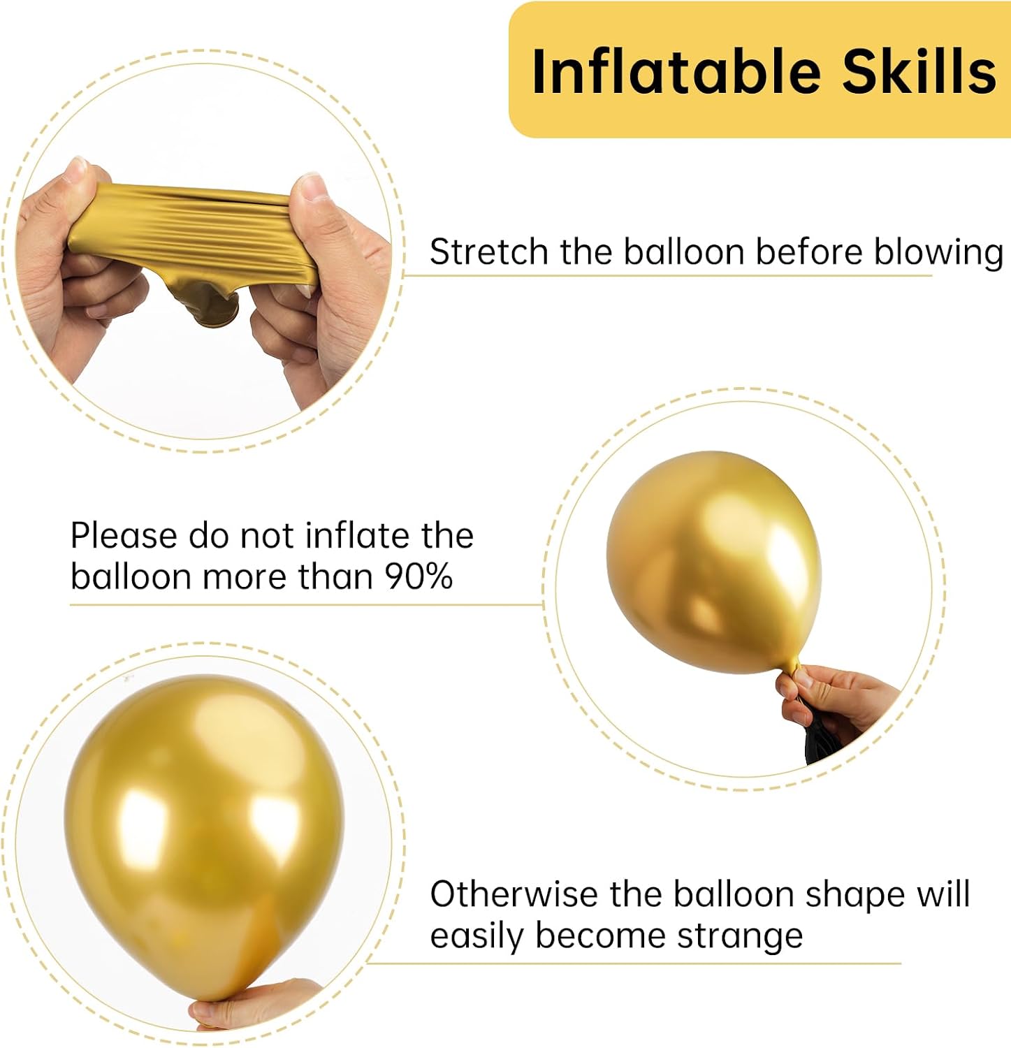 RUBFAC Gold Balloons Different Sizes Chrome Gold Balloon Arch Kit 129pcs