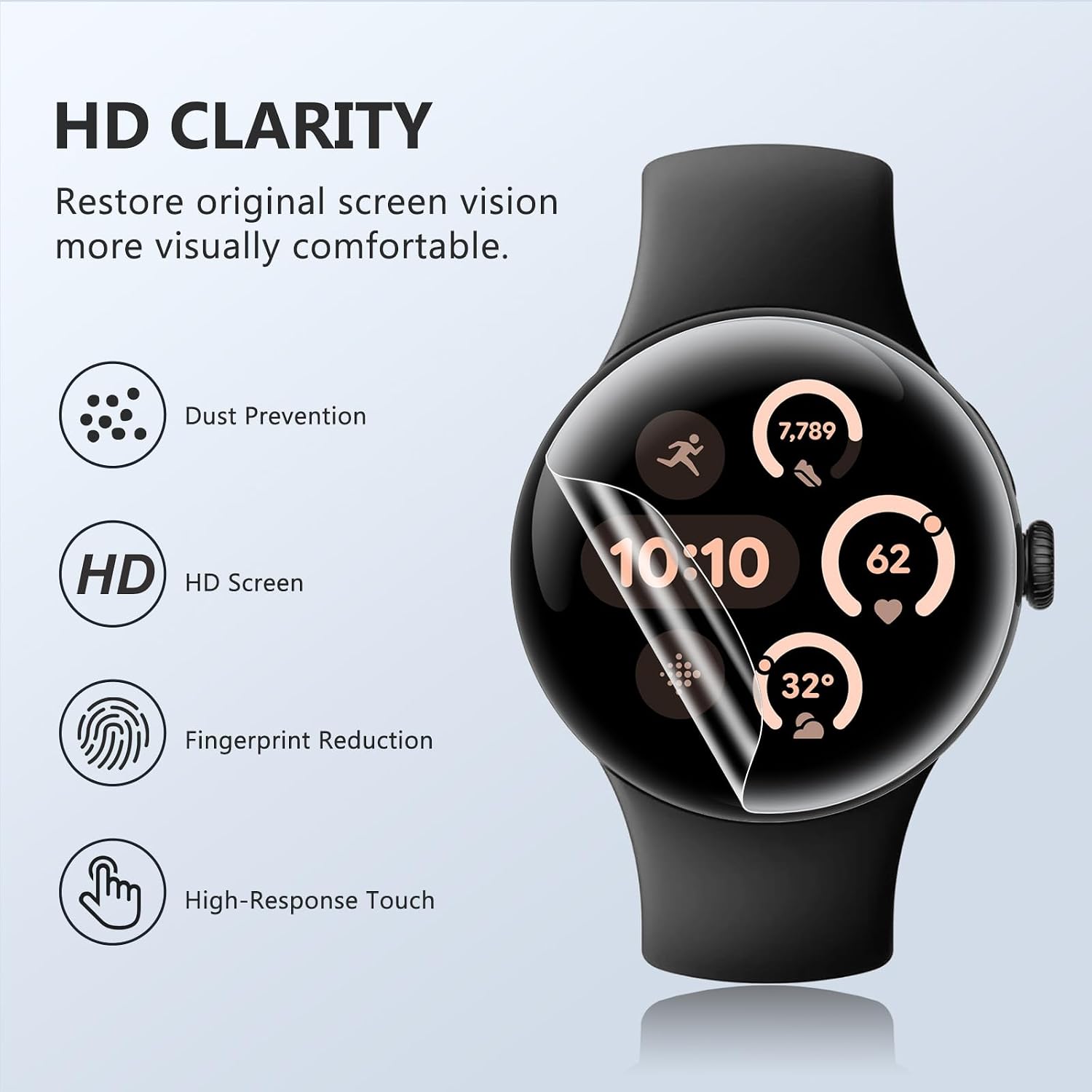 EGV 6 Pack for Google Pixel Watch 5/4/3 45mm Screen Protector, TPU Film