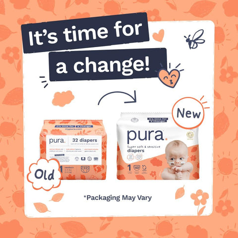 Pura Baby Diapers Size 1 (7-14 lbs) 80 Count Sensitive Skin