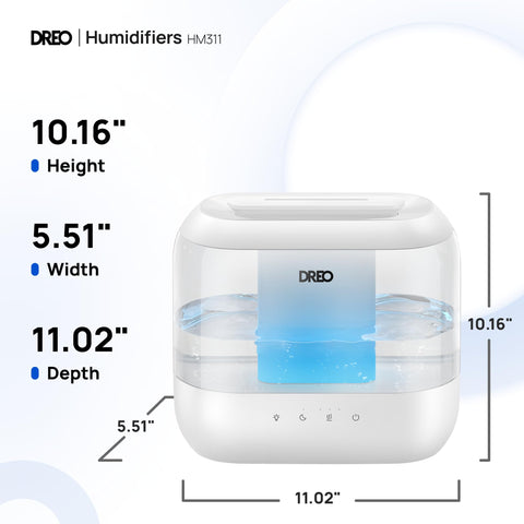 Dreo Humidifiers for Bedroom, Top Fill 4L Supersized Cool Mist Humidifier, 32H Runtime, 28 dB Quiet Ultrasonic Air Humidifier for Large Room, Plants, Baby Nursery, Indoor, Night Light, Easy to Clean