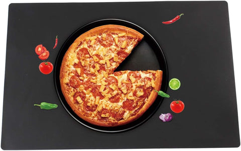 Extra Large Mulitpurpose Silicone Placemat,Countertop Protector, Kitchen Counter Mat, Table Mat, Heat Resistant, Washable, Non Slip ...… (Black -2PCS, 23.6X 15.8inch)