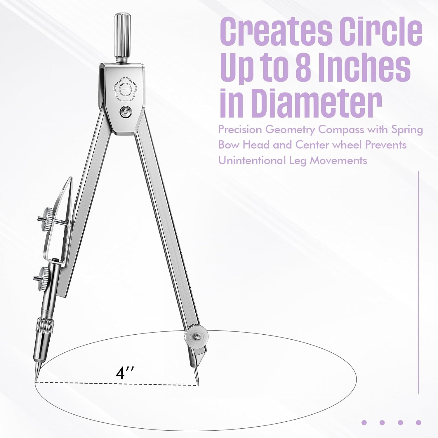 EBOOT Drawing Compass and 6 in Protractor Geometry Set, Purple