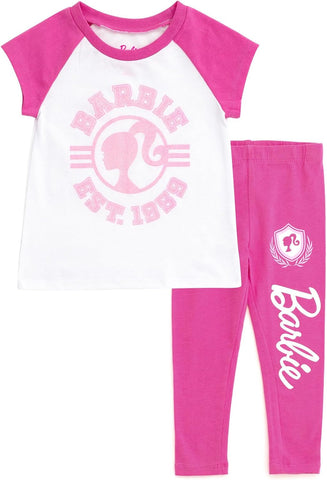 Barbie Girls T-Shirt and Leggings Outfit Set Toddler to Big Kid Sizes (2T - 14-16)