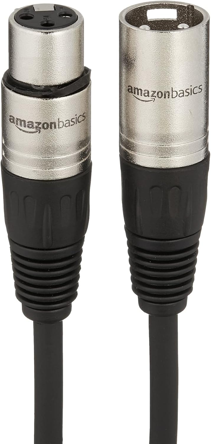 Amazon Basics XLR Microphone Cable for Speaker or PA System, Recording Studio, All Copper Conductors, Low Noise, 10 ft, Black
