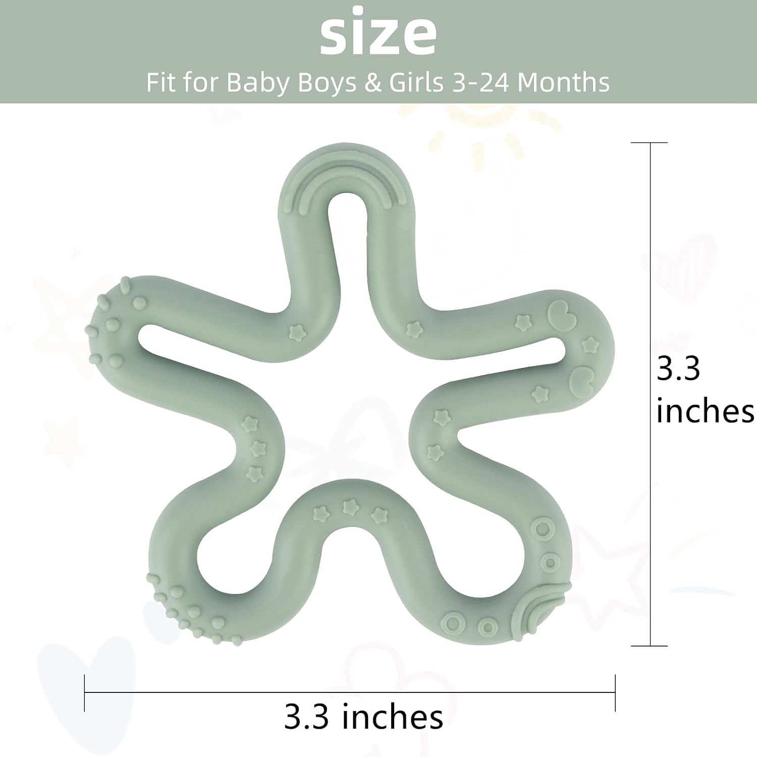 Fu Store 3pcs Coral Flower Teether Ring Baby Teething Toys Silicone Teether