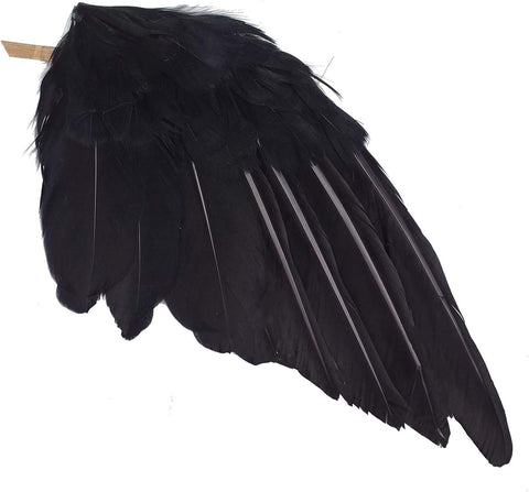 Etistta 2-Pack Realistic Crows Lifesize Extra Large Handmade Black Feathered Crow for Halloween Decorations Birds, L (13 inch+12 inch)