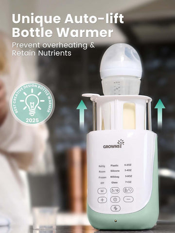 Grownsy Auto-Lift Nutri Bottle Warmer for Breastmilk & Formula, Green