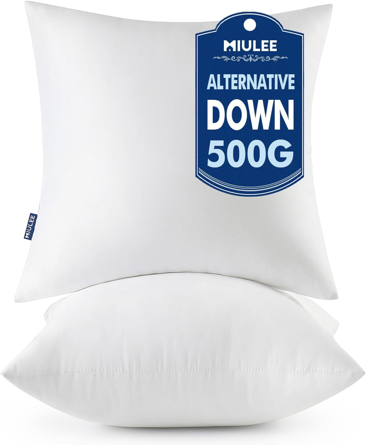 MIULEE 18x18 Throw Pillows Inserts 2 Pack, Decorative Pillows for Couch Bed