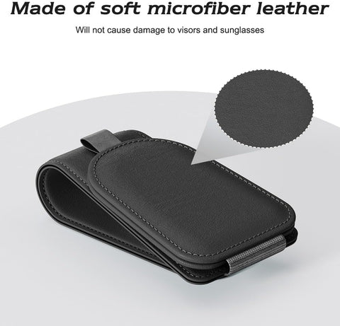 Sotfamily Magnetic Sunglass Holder for Car Visor, 2 Packs, Faux Leather