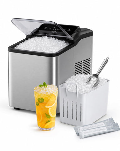 Typhur Nugget Ice Maker Countertop, One-Touch Deep Cleaning, Arctic Silver