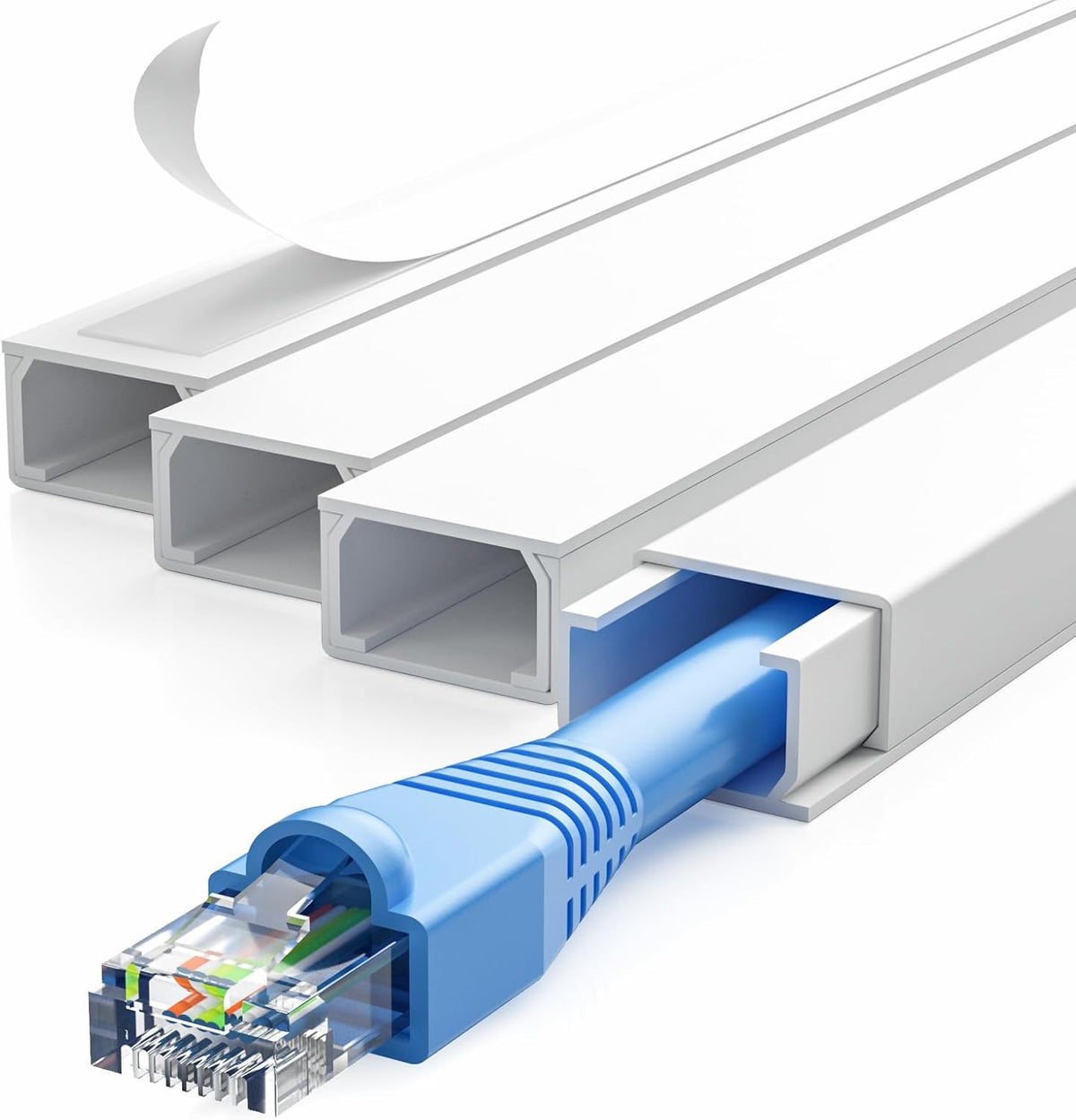 Delamu 56.7in Cord Hider, Cord Covers for 1-2 Wires on Wall, One-Cord Cable Hider, Easy Install Wire Hider Wire Covers for Cords on Wall, Cable Cover Raceway to Hide Wires Along Wall, W0.59 H0.4in