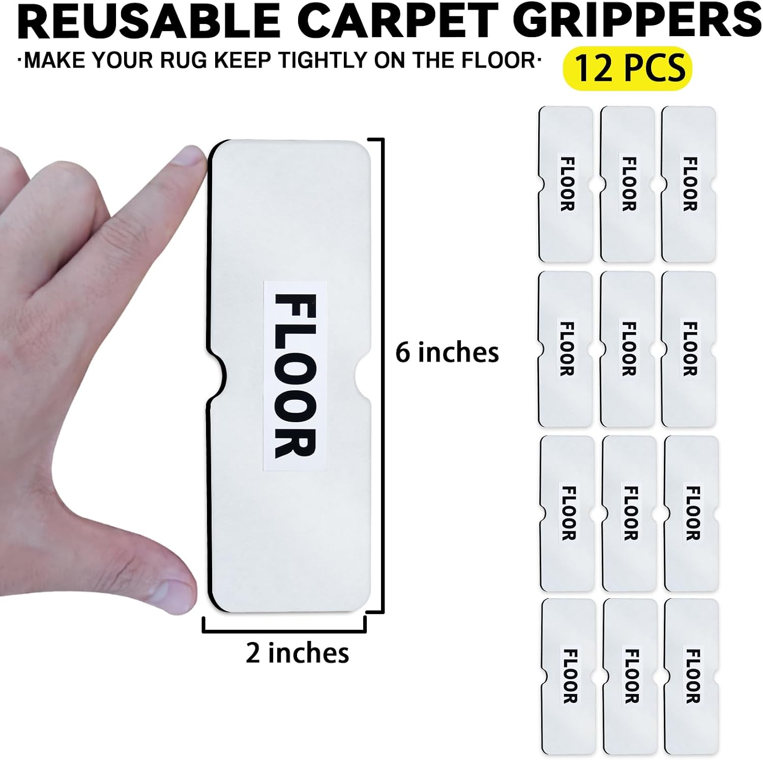Reusable Rug Tape Grippers, Carpet Tape No Damaging for Hardwood Floors 8Pc