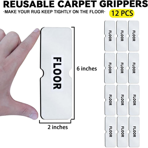 Reusable Rug Tape Grippers, Carpet Tape No Damaging for Hardwood Floors 8Pc