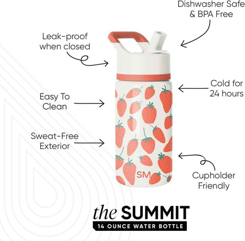 Simple Modern Kids Water Bottle & Toddler Cup | 14oz | Strawberries