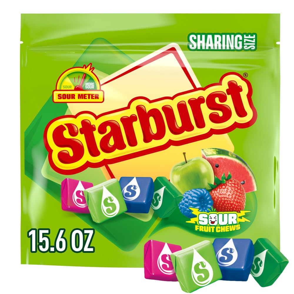 STARBURST Sour Chewy Candy Fruit Chews, Share Size Resealable 15.6 Oz Bag