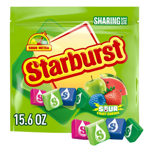STARBURST Sour Chewy Candy Fruit Chews, Share Size Resealable 15.6 Oz Bag