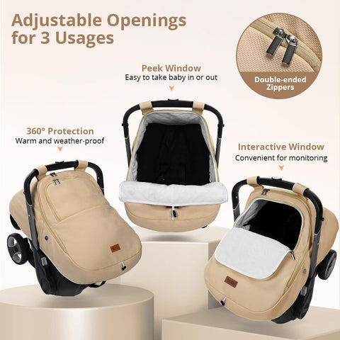 Bioby Winter Baby Car Seat Cover, Infant Car Seat Cover for Boy Girl, Khaki