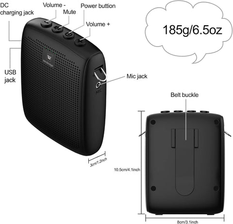 WinBridge Voice Amplifier with Bluetooth, Portable Speaker and Microphone
