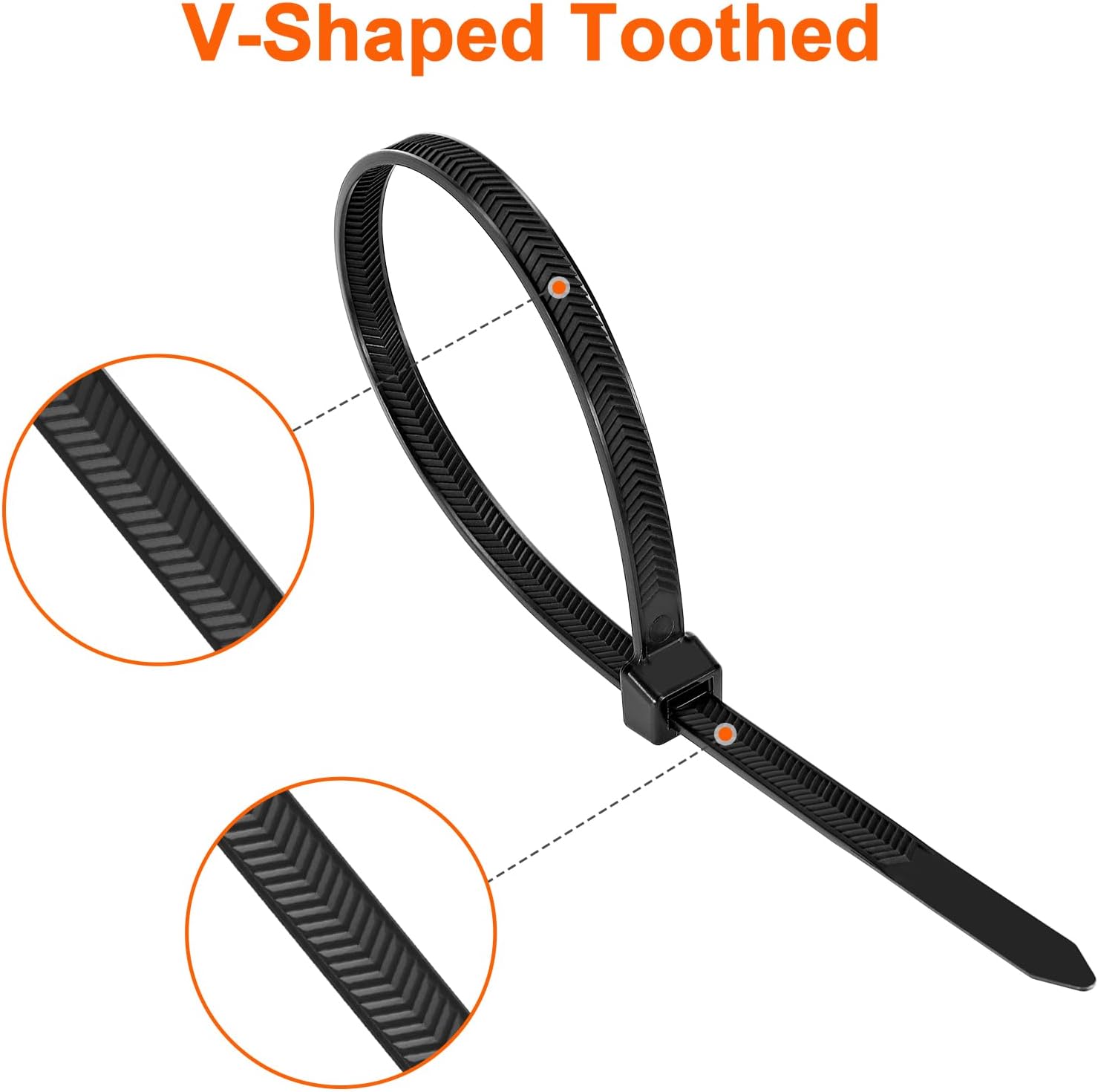 Zip Ties Heavy Duty 12 inch，V-Shaped Toothed Double Sided 200 LBS