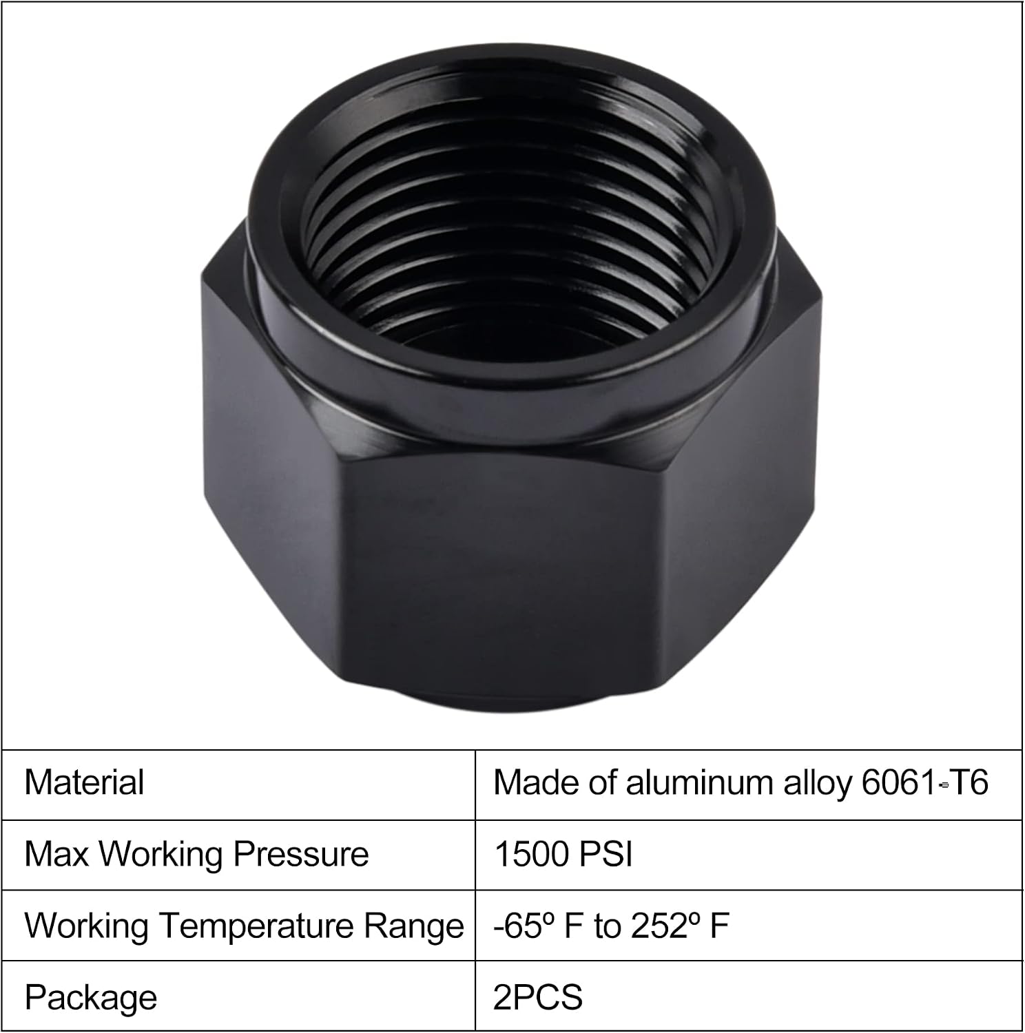 EVIL ENERGY 10AN Flare Cap Block off Fitting Plug Black 2PCS