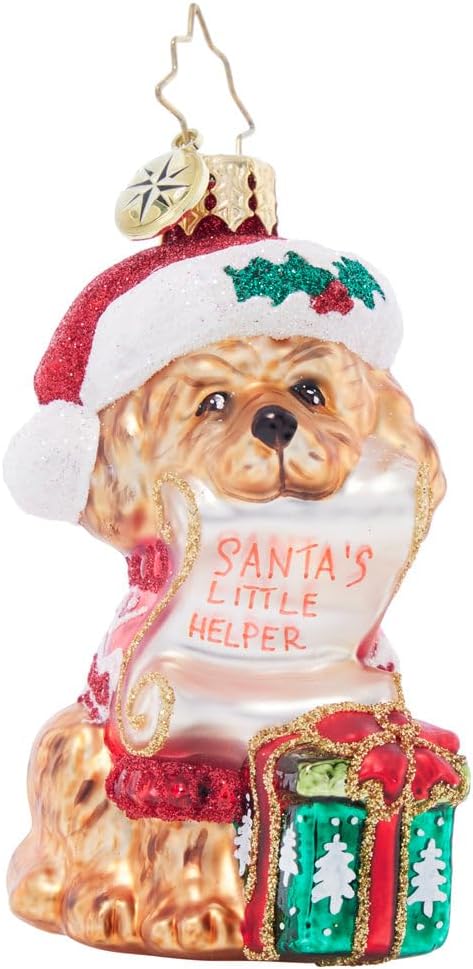 Christopher Radko Hand-Crafted European Glass Christmas Tree Decorative Ornament, Festive Furry Friend Gem
