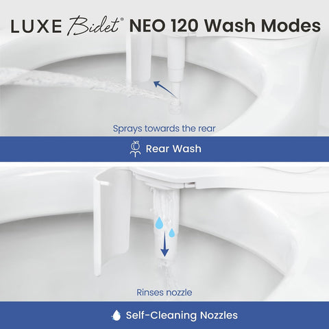 LUXE Bidet NEO 120 - Bidet Attachment for Toilet Seat, White