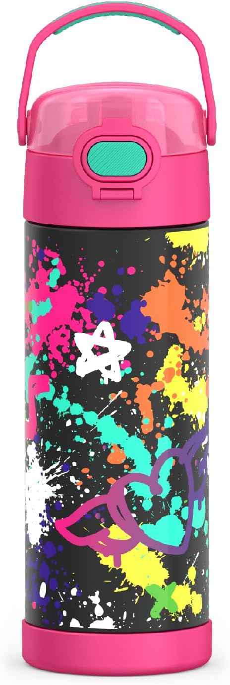 THERMOS FUNTAINER Water Bottle with Spout, 16oz, Graffiti Girl