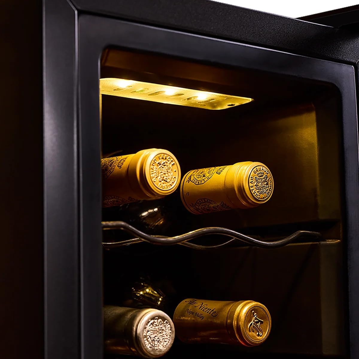 Wine Enthusiast 12-Bottle Slimline Wine Cooler - Energy Efficient Freestanding Wine Refrigerator - Upright Bottle Storage, Adjustable Thermostat, Digital Touchscreen (20.3” x 10.4" x 25.4”)
