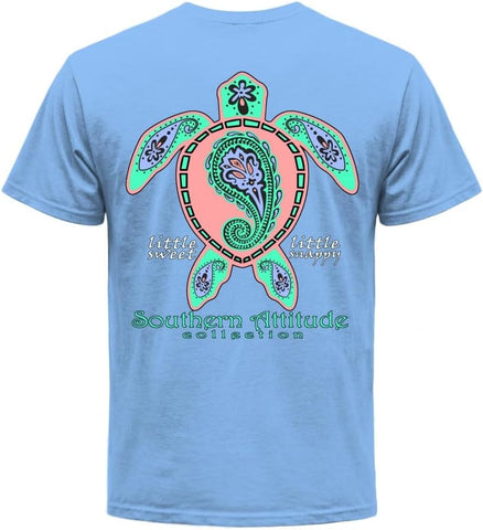 Southern Attitude Women's Short Sleeve Paisley Sea Turtle T-Shirt
