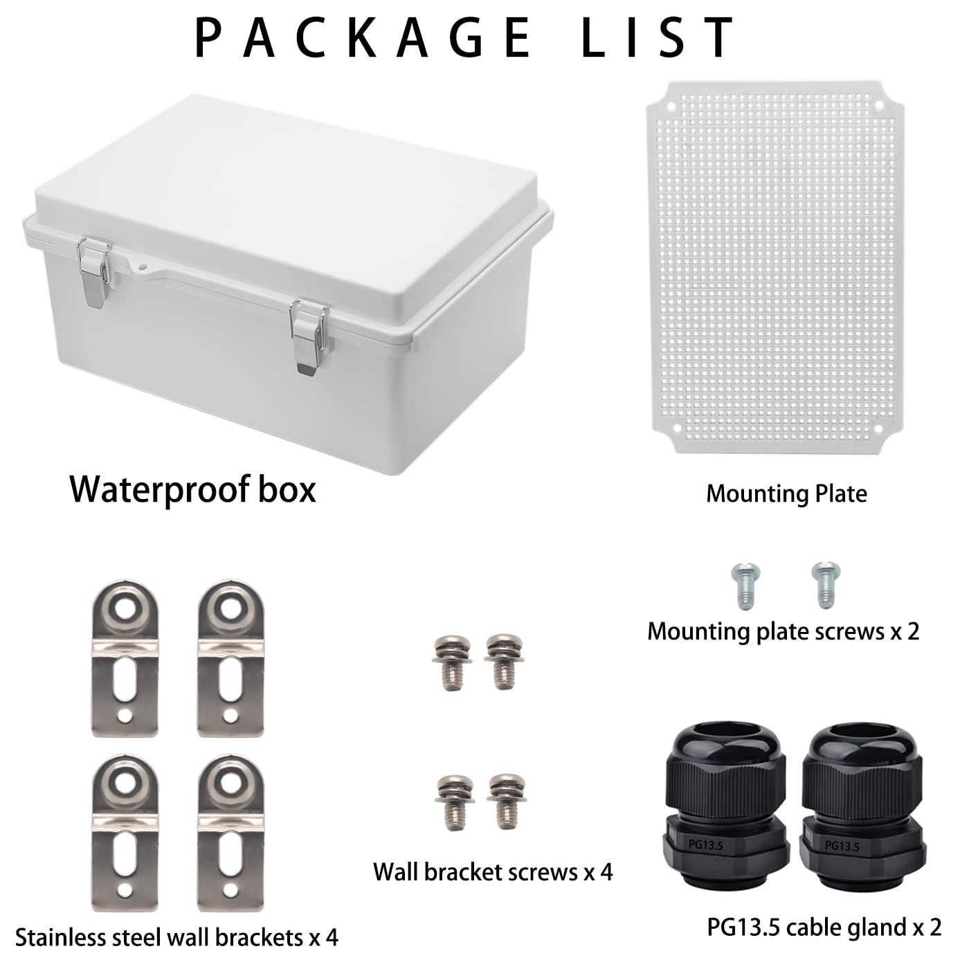 Outdoor Waterproof Electrical Box Junction Box Weatherproof IP67 ABS Plastic Enclosure Switch Router Project Box Electronics Enclosure with Mounting Plate Wall Bracket Grey 11.1"x7.5"x5.1"