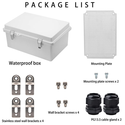 Outdoor Waterproof Electrical Box Junction Box Weatherproof IP67 ABS Plastic Enclosure Switch Router Project Box Electronics Enclosure with Mounting Plate Wall Bracket Grey 11.1"x7.5"x5.1"