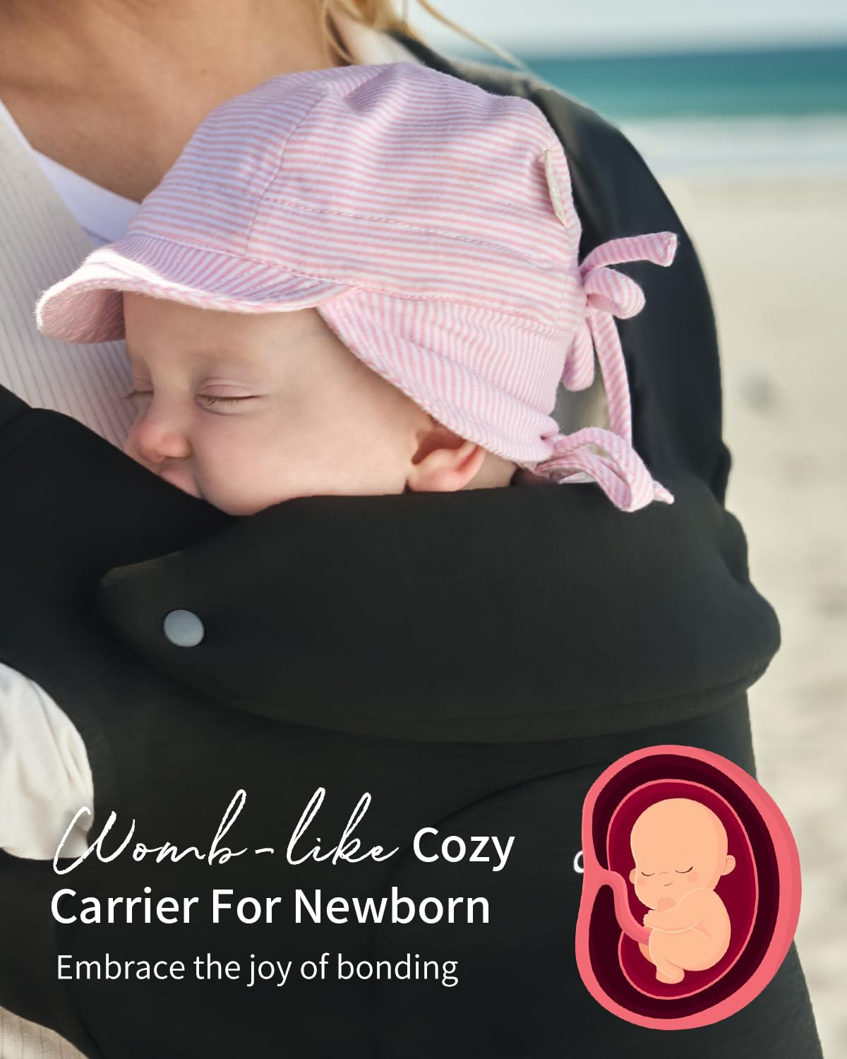 GROWNSY Newborn Carrier, Ergonomic, Cozy Baby Carrier, Black