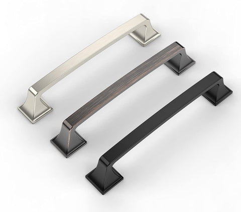 Amerdeco 15 Pack Kitchen Cabinet Handles 5 Inch(128mm) Hole Centers, Brushed Satin Nickel Handles for Kitchen Cabinet Hardware, Cabinet Pulls for Bathroom Dresser Drawer Handles ZH0002
