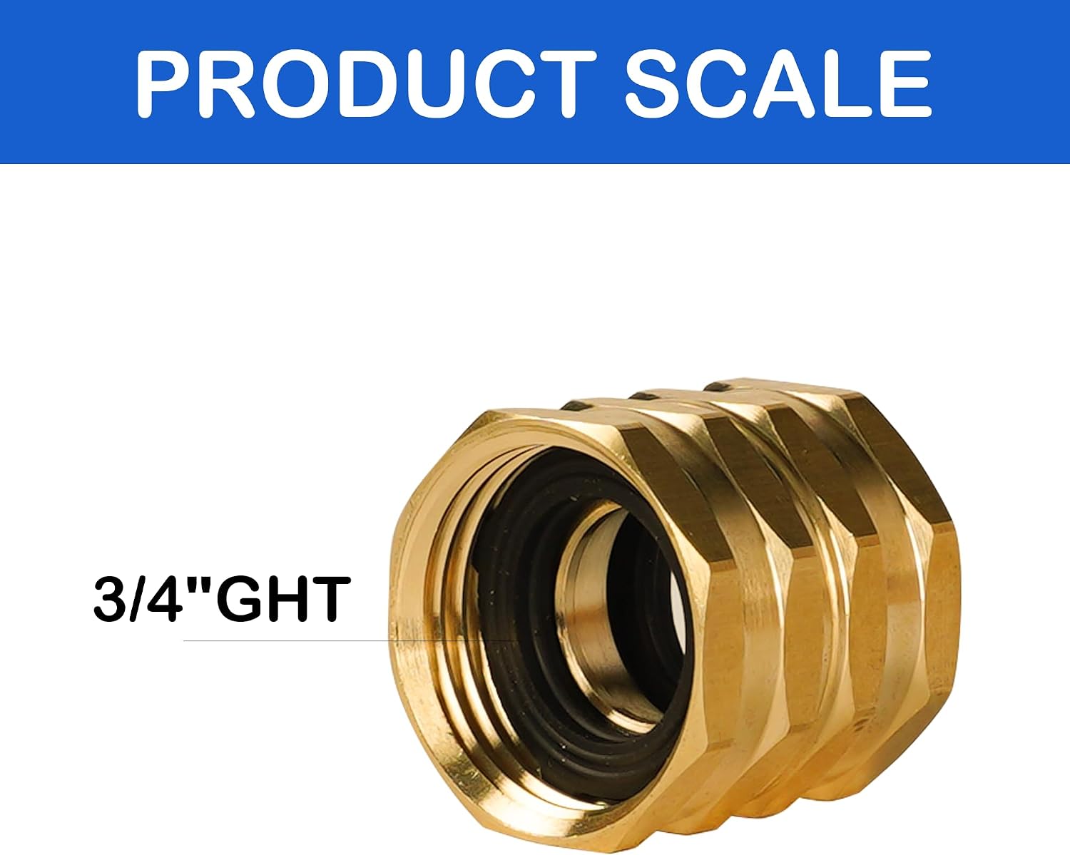 Hourleey Brass Garden Hose Adapter, 4 Pack 3/4 Inch Heavy Duty Solid Brass Female to Female Hose Connector, Garden Hose Repair Fittings with 4 Extra Washers, Leak-Proof Double Female Coupler