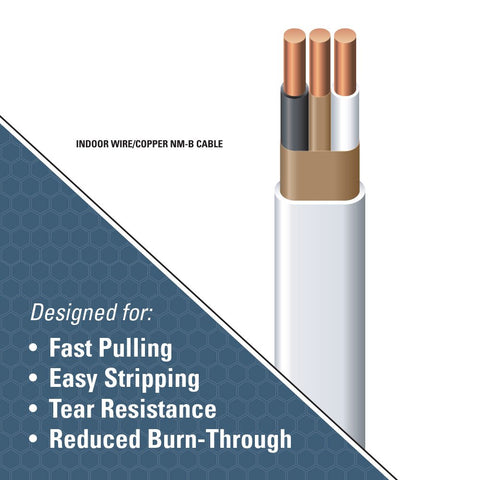 Southwire Romex Brand Simpull™ Solid Indoor 14/2 W/G NMB Cable 100ft Coil - SW# 28827423
