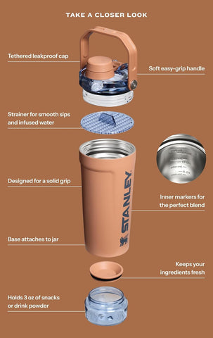 STANLEY Vitalize Shaker Bottle, 20 oz, Dried Pine