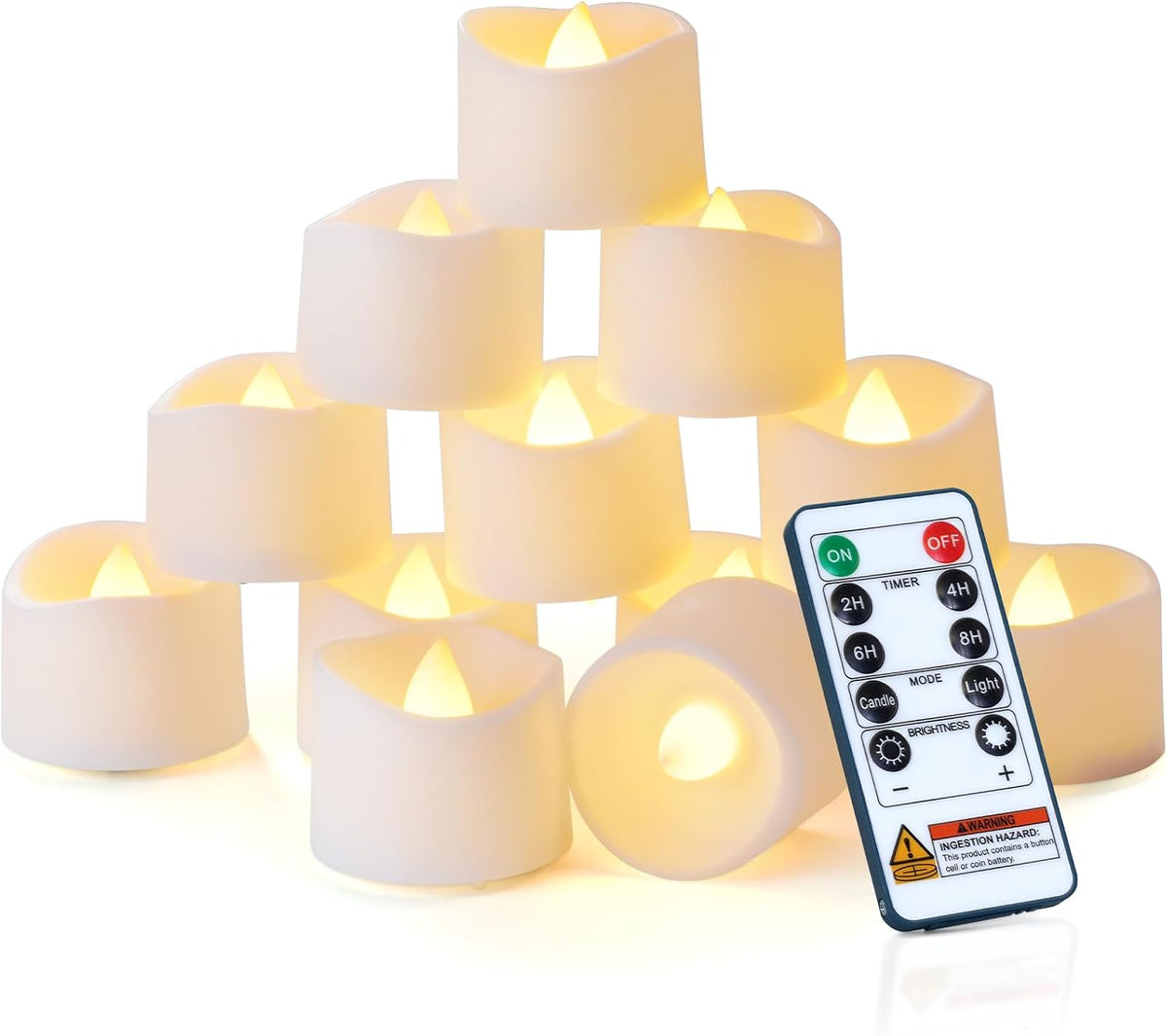 Homemory 12-Pack Remote Flameless LED Battery Tea Light Candles, 400+Hrs