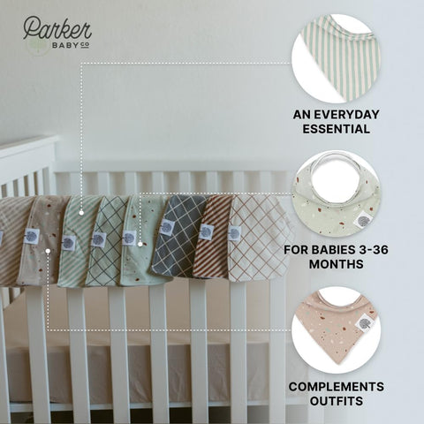 Parker Baby Co. Soft Bandana Drool Bibs for Baby Boys & Girls, 4pk & 8pk