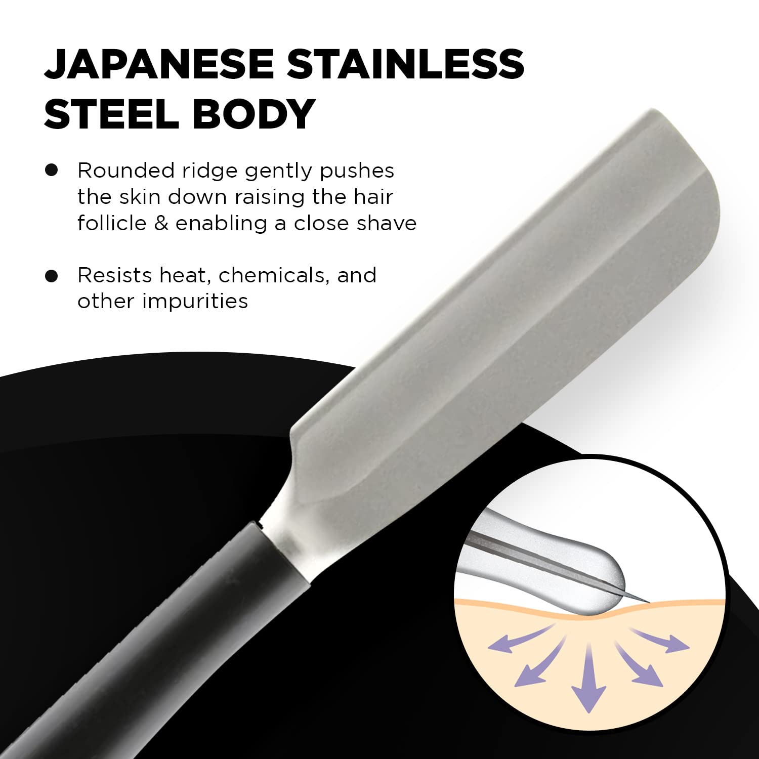 Feather Artist Club Black SS Straight Razor - Straight Razor for Single Straight Edge Barber Razor Blades - Professional Shaving Razor for Men - Made in Japan
