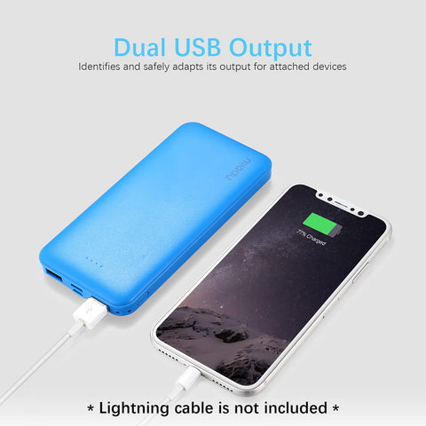 Miady 2-Pack 10000mAh Dual USB Portable Charger, USB-C Fast Charging Power Bank, Slim Backup Charger Battery Pack Compatible with iPhone 16/15/14/13 Galaxy S24/22 Google iPad Android etc (Red+Blue)