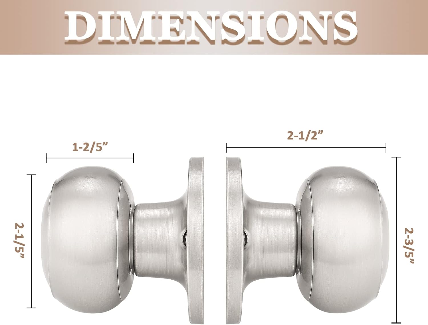 Probrico 8 Pack Classic Closet Door Knobs Dummy Door Knob, Individual Non-Turning Dummy Door Knob Single Side, Satin Nickel Interior Door Knobs