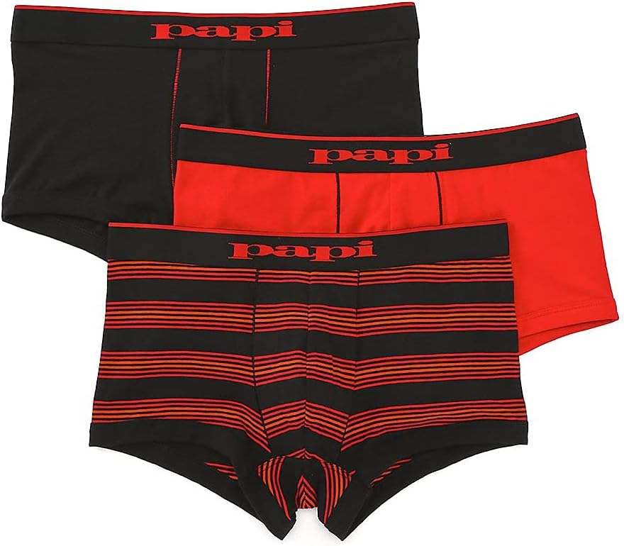 Papi Men's Stylish Brazilian Solid and Print Trunks (3-Pack of Men's Underwear)